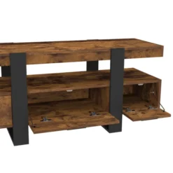 Meuble TV bois effet vieilli et noir avec tiroirs