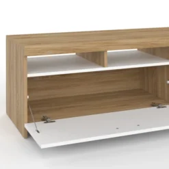 Meuble TV bois et placard blanc moderne