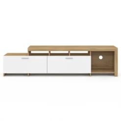 Meuble tv 180 cm bois placards blancs
