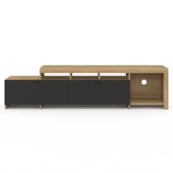 Meuble tv 180 cm bois placards noirs