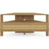 Meuble TV 100 cm d'angle 1 porte effet naturel cannage
