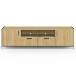 Meuble TV 180 cm design industriel 2 portes 2 tiroirs
