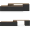 Meuble TV 180-240 cm modulable d’angle rotatif bois et noir