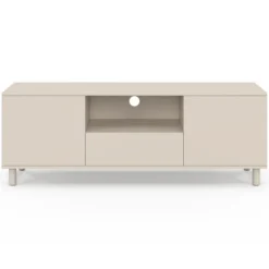 Meuble TV 140 cm 3 portes bois beige
