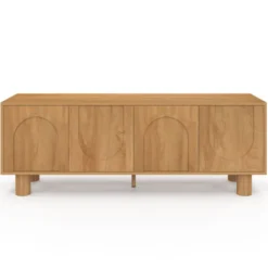 Meuble TV 140 cm 4 portes design arche effet bois