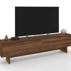 Meuble TV 180 cm 2 portes effet noyer