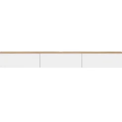 Meuble TV 270 cm suspendu 3 portes bois et blanc