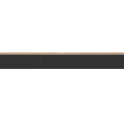 Meuble TV 270 cm suspendu 3 portes bois et noir