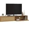 Meuble TV 180 cm suspendu 2 portes effet naturel cannage
