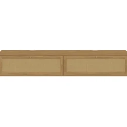 Meuble TV 180 cm suspendu 2 portes effet naturel cannage
