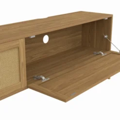 Meuble TV 180 cm suspendu 2 portes effet naturel cannage