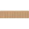 Meuble TV 140 cm suspendu 2 portes lattes tasseau bois coloris chêne