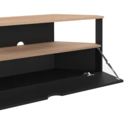 Meuble TV d'angle bois façon hêtre et noir 100 cm