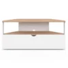 Meuble TV d'angle 100 cm en bois façon hêtre et blanc