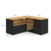 Meuble TV d'angle 90 x 90 cm façon hêtre et noir