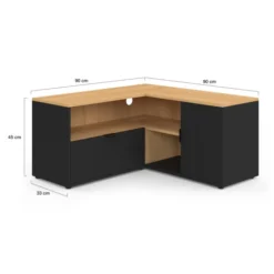 Meuble TV d'angle 90 x 90 cm façon hêtre et noir