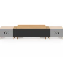 Meuble TV extensible 140-240 cm 2 portes bois et noir