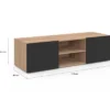 Meuble TV moderne noir et bois 113 cm