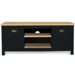 Meuble TV noir 113 cm 2 placards