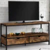 Meuble TV style industriel bois effet vieilli et métal 2 tiroirs
