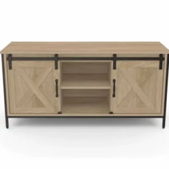 Meuble TV style industriel 2 portes grange coulissantes