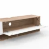 Meuble TV suspendu bois et blanc 180 cm avec étagères