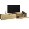 Meuble TV suspendu industriel 180 cm avec 2 portes