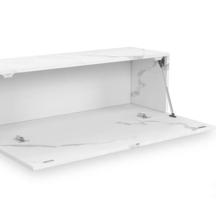 Meuble TV suspendu 2 portes bois effet marbre 180 cm