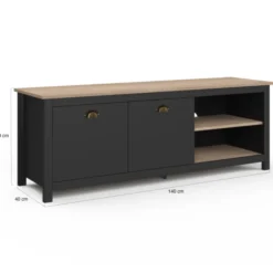 Meuble TV vintage bois et noir