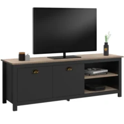 Meuble TV vintage bois et noir