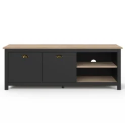 Meuble TV vintage bois et noir