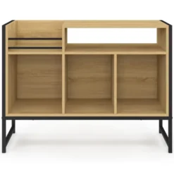 Meuble vinyle, buffet de rangement 100cm bois et noir design industriel