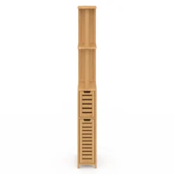Meuble WC en bambou avec 2 portes et étagères