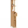 Meuble WC 1 porte 2 tiroirs bambou avec étagères
