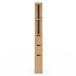 Meuble WC étagère bois 3 portes lattes bois coloris chêne