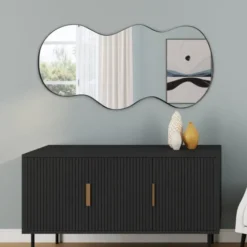 Miroir organique contour noir 45 x 100 cm