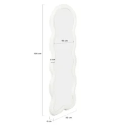 Miroir vague en tissu bouclette crème 150 x 50 cm