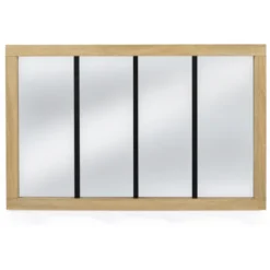 Miroir verrière bois et métal design industriel 110x70 cm