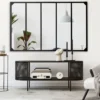 Miroir verrière noir 140 x 84 cm industriel