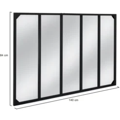 Miroir verrière noir 140 x 84 cm industriel