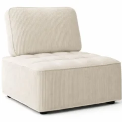 Module de canapé et fauteuil en velours côtelé beige