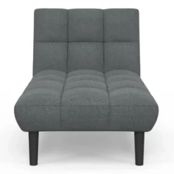 Méridienne clic clac tissu gris anthracite capitonnée 80 x 180 cm
