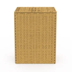 Panier à linge 140L 2 bacs amovibles effet rotin et tissu