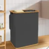 Panier à linge 140L 2 bacs amovibles bambou gris