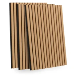 Panneaux acoustiques en tasseaux de bois chêne clair et noir de 240 x 60 CM