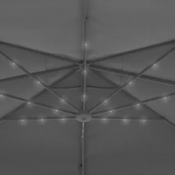 Parasol déporté inclinable rotatif 360 gris 3x4 M avec 4 dalles et housse