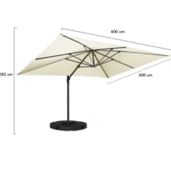 Parasol déporté inclinable 3x4 m rotatif 360 blanc écru