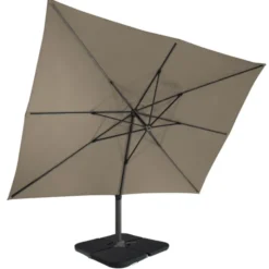Parasol déporté rotatif 3x4 m taupe 