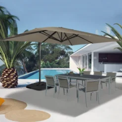 Parasol déporté rotatif 3x4 m taupe 