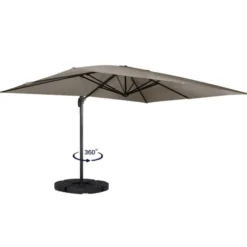 Parasol déporté 3x4 m rotatif 360 coloris taupe